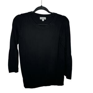 JOSEPH A. / black bell sleeve scoop neck sweater / S